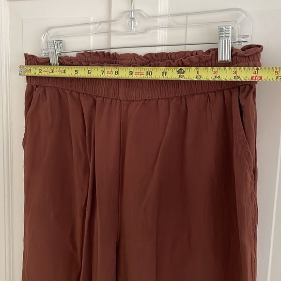 LNX Burnt Orange Terracotta Linen Cotton Blend Pull On Elastic Waist Pants - Picture 7 of 7